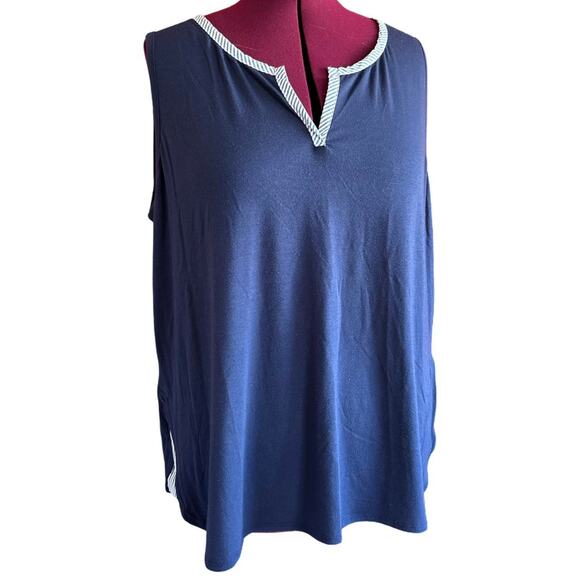 Lane Bryant Tops - Lane Bryant Top Womens Size 22 Navy White Nautical Fisherman Coastal Summer Sun